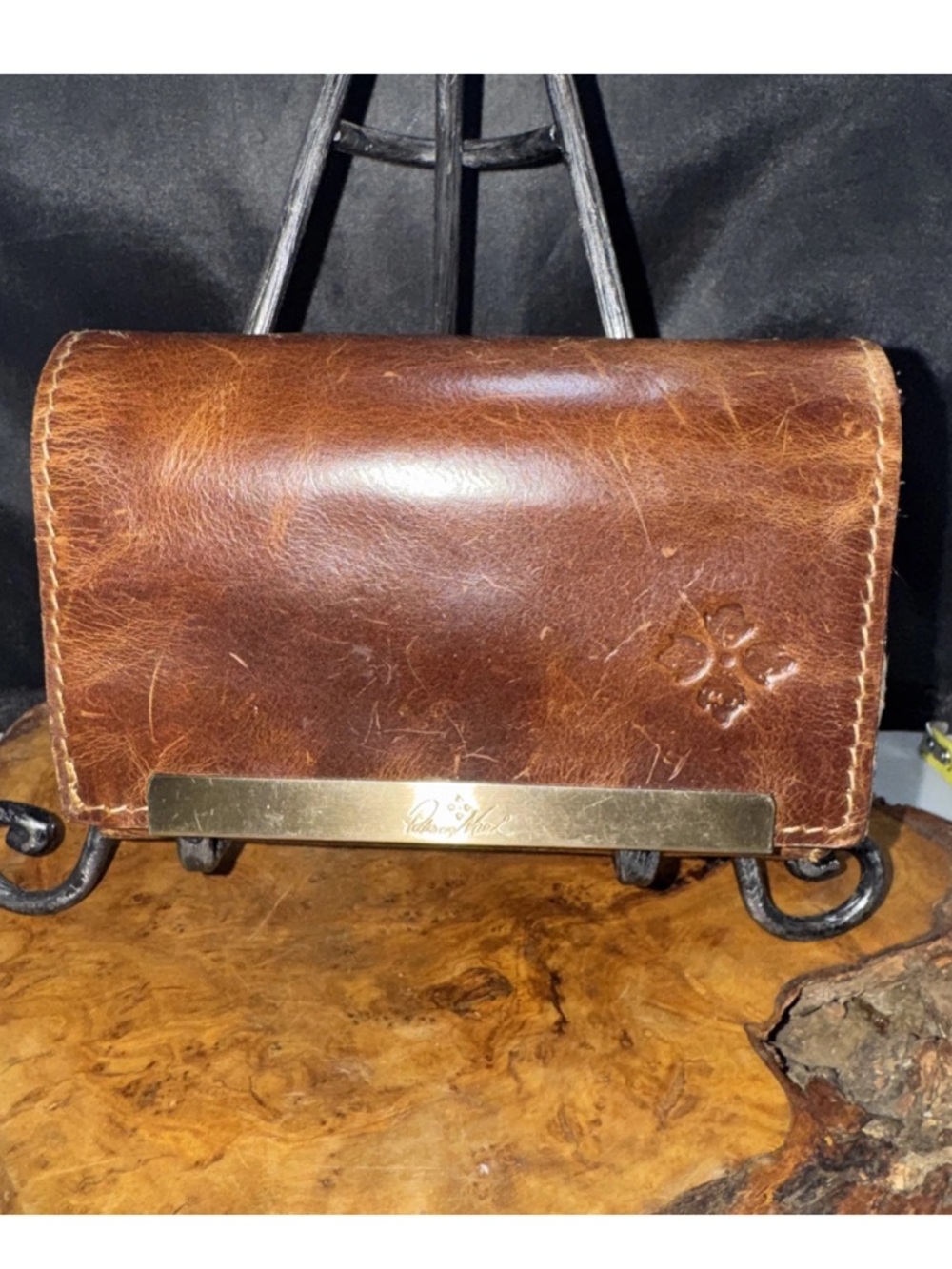 Patricia Nash stressed brown leather wallet
